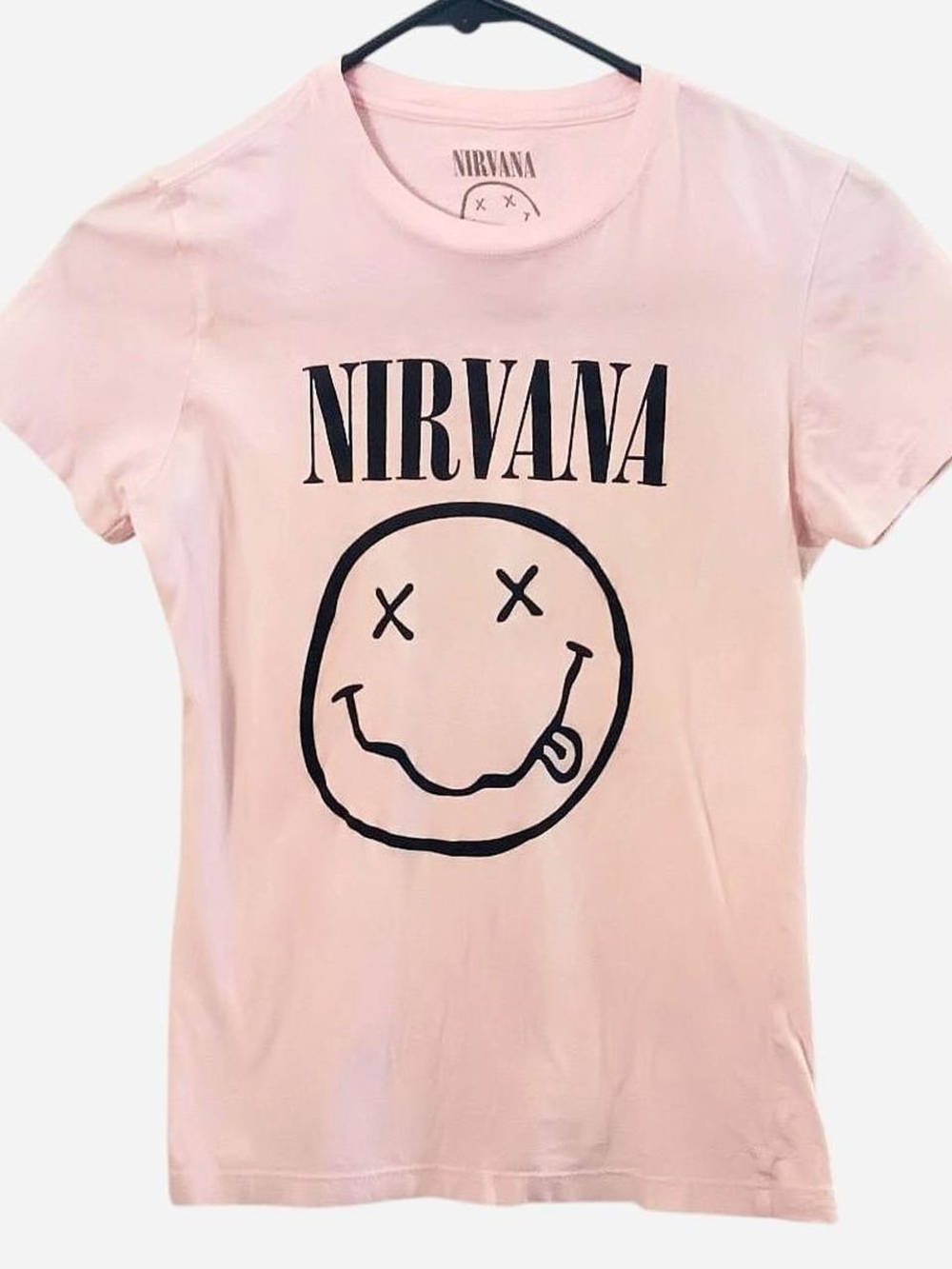 NIRVANA Pink Tee with Smiley Logo